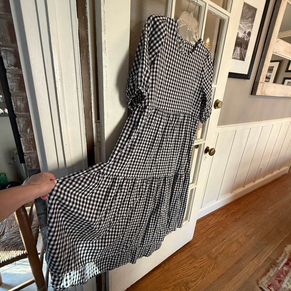NVIU Black Gingham Checkered Dress M